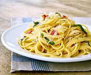 Chicken Carbonara | Roasted Chicken, Fresh Basil, Easy Pasta #Recipe
