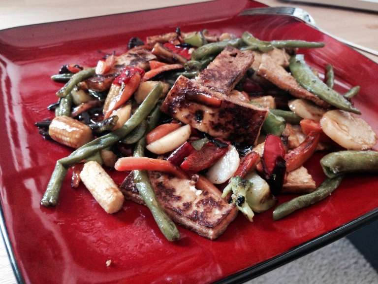 Trader Joe's Asian veggies with added tofu... I'm becoming #vegetarian!