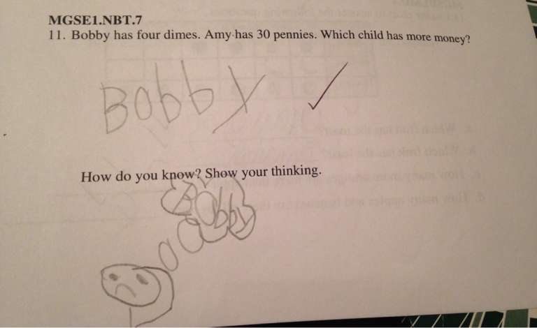 This kid knows how to show his thinking.... #lol