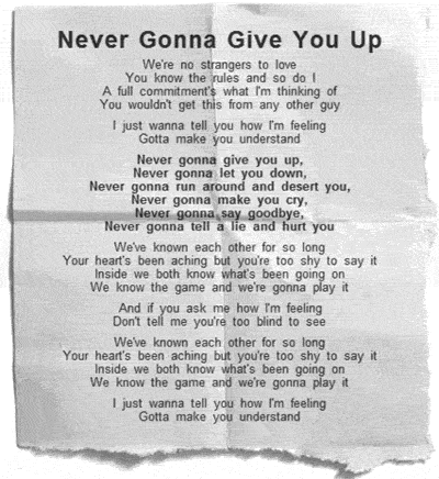 Rick Astley's 'Never Gonna Give You Up' Lyrics