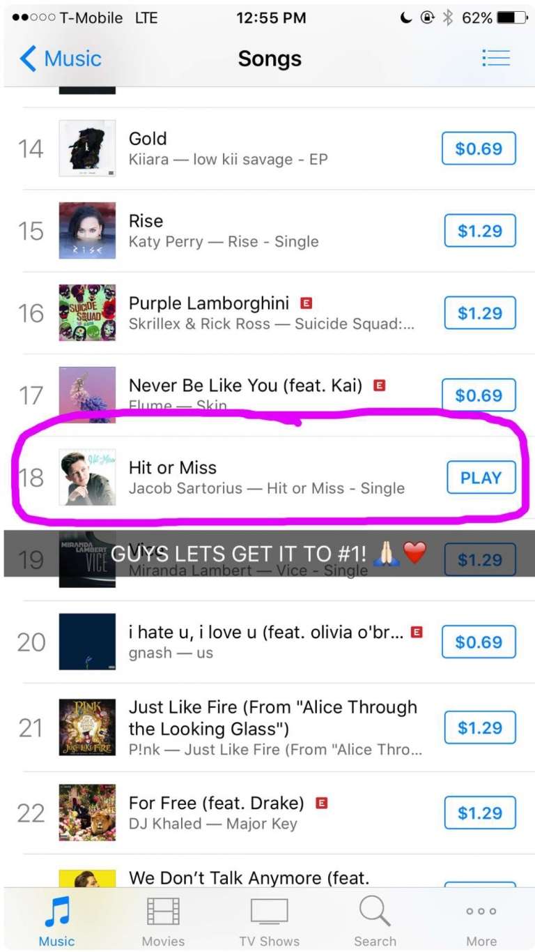 #HitorMiss reached #18 on iTunes! Let's make it to #1! 🕶