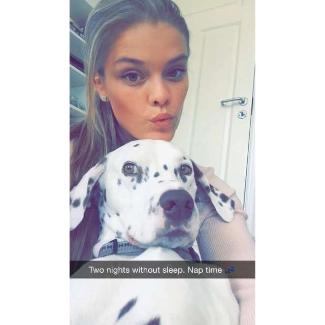 Nina Agdal posts her cute dog on Snapchat!