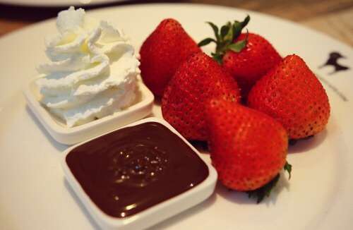 Strawberries + nuttella + whipped cream = happiness