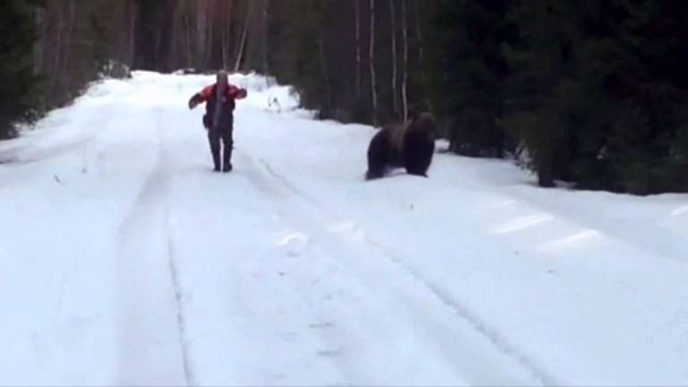 Watch This Fearless Guy Scares Off Charging Bear