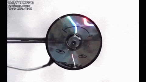 Watch a CD Shattered by Rotational Speed at 170,000 FPS