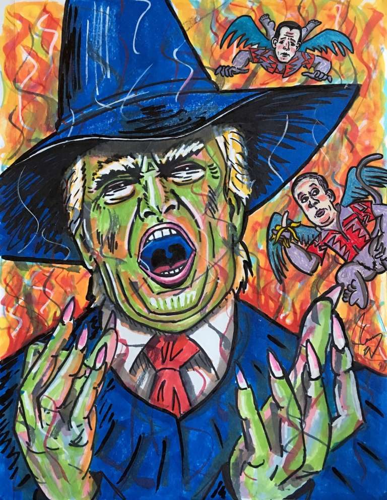 Jim Carrey followed up with his Sarah Sanders' painting with President Trump portrait of himself