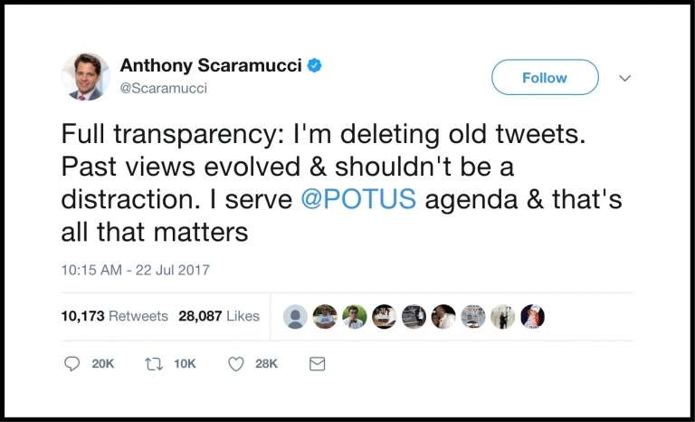 White House communications director Anthony Scaramucci doesn't know how 'full trasparency' works