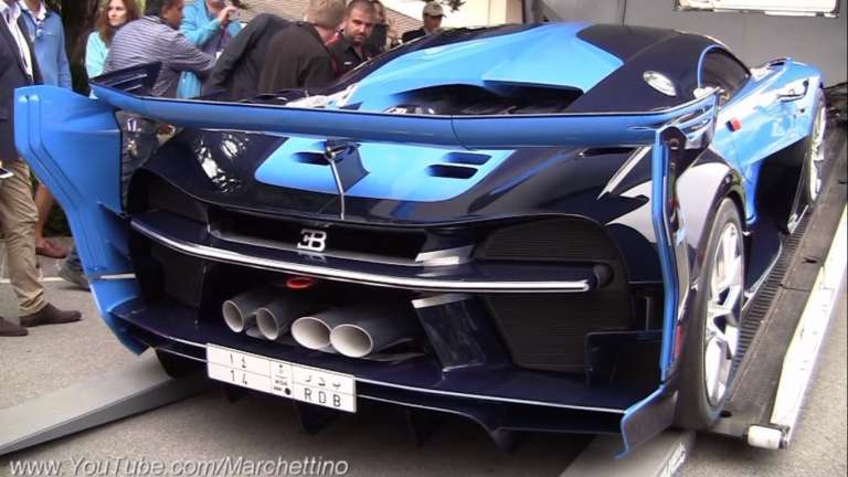 Bugatti Vision GT runs out of fuel trying to load into truck