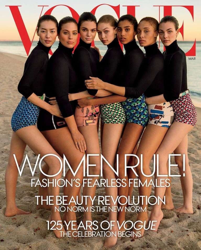 Vogue shares photo of their March cover featuring female diversity... but according to some, not diverse enough