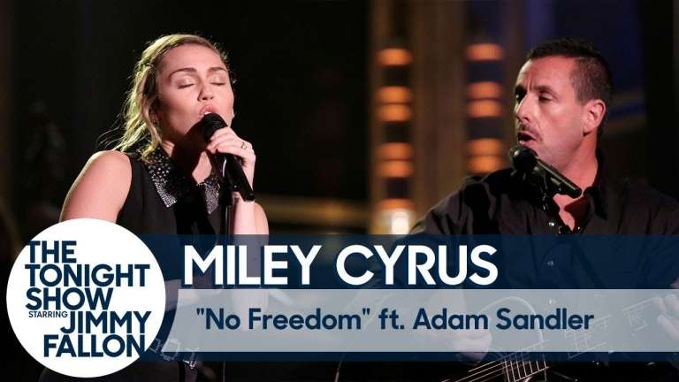 Miley Cyrus ft. Adam Sandler Sings "No Freedom" at the Tonight Show as Tribute to Las Vegas Shooting Victims