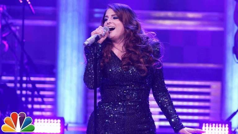 Meghan Trainor Falls On Stage At The Tonight Show