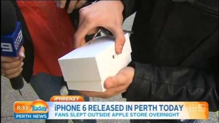 First person to buy an iPhone 6 in Perth immediately drops it during TV interview #FAIL