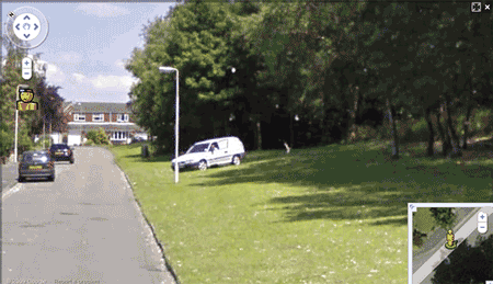 Well-executed plan to troll the google street car! #gif