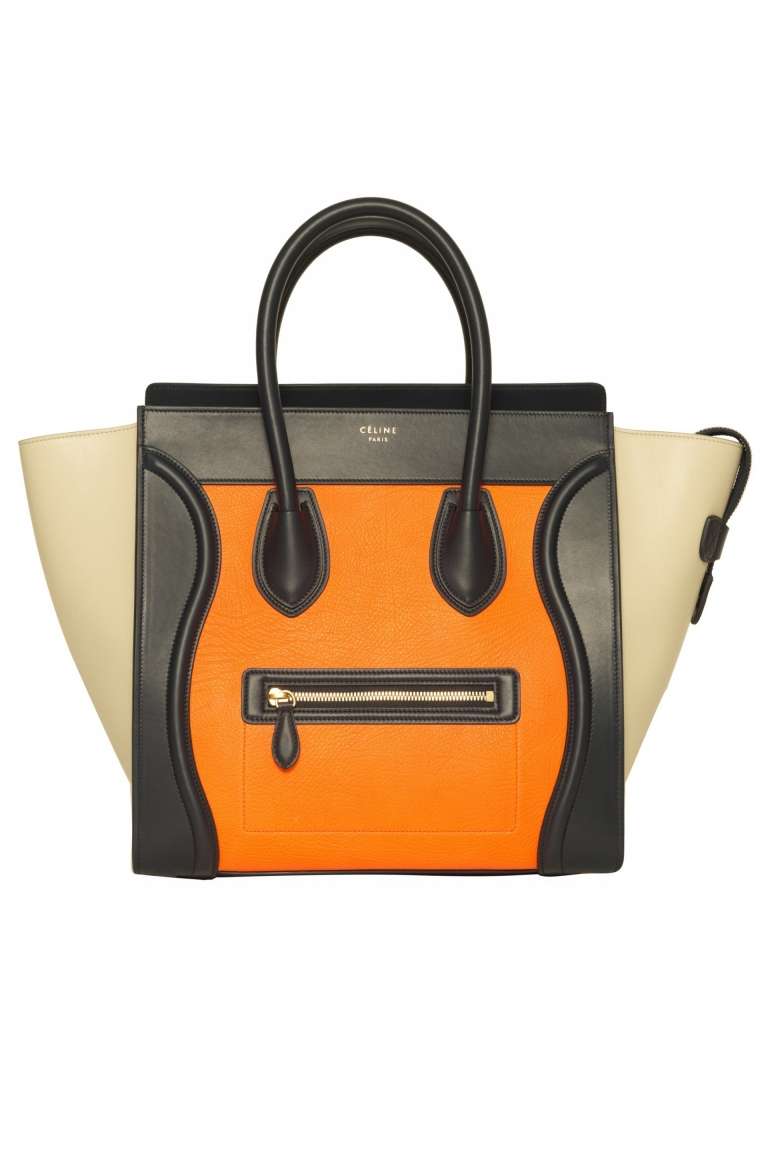 Céline Mini Luggage Tote in Mulitcolor Elephant Calfskin Bright Orange, $3,450 😢