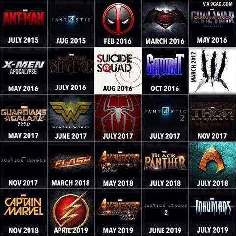 Here's the upcoming superhero movies for the next five years...