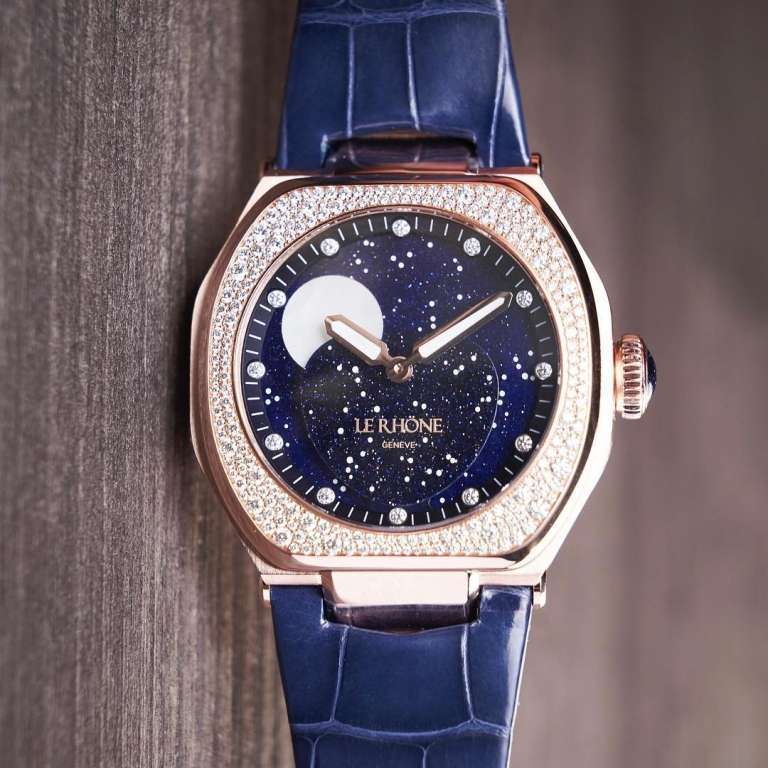 Le Rhone's Hedonia Grande Phase de Lune 37mm with a Snow Setting Bezel