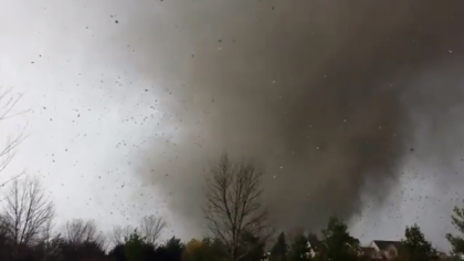 Man's video of Washington, IL #tornado as it destroyed his house while they are inside