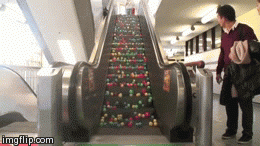 This Is How You Annoy People Who Just Want To Use The Escalator... Put Hundreds Of Balls On It