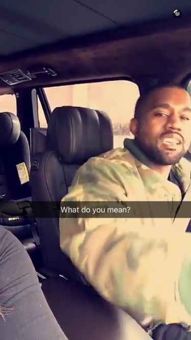 Kanye West singing a Justin Bieber's song on Snapchat
