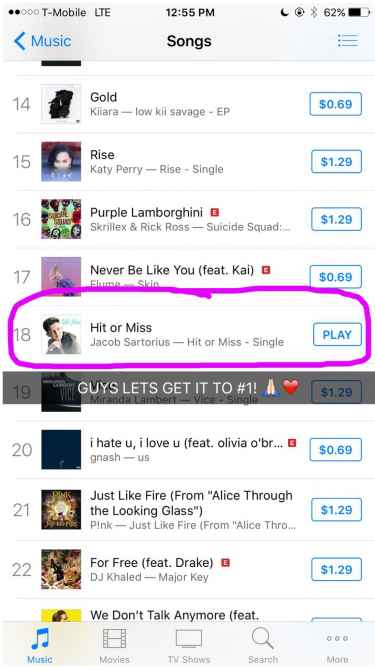 #HitorMiss reached #18 on iTunes! Let's make it to #1! 🕶