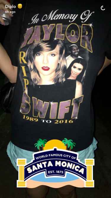 Diplo dissed Taylor Swift on Snapchat by posting this T-shirt