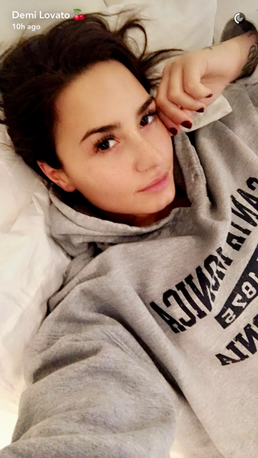 New on Demi Lovato's Snapchat: Nothing exciting, she's just lying on her bed