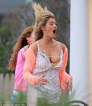 Kate Upton risks disaster with her ample cleavage as she dances on The Other Woman film set #celeb 