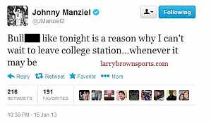 What Johnny Manziel posted on twitter... #Twitter_Fail