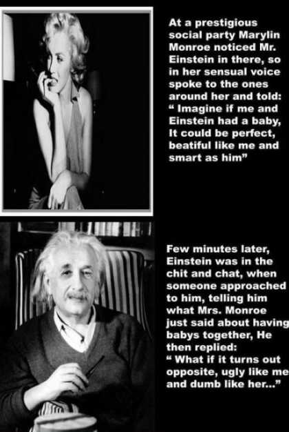 Marilyn Monroe and #Einstein thoughs on having a baby together