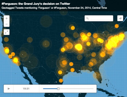 Twitter Chart Visualization For #Ferguson Hashtag After The Grand Jury Decision