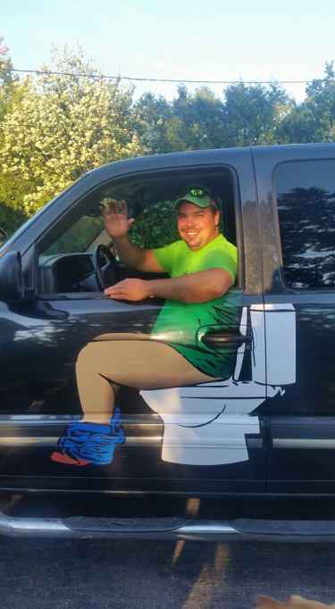 Local plumber's truck decal