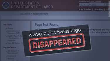 Labor Department's Wells Fargo complaint site has vanished and Elizabeth Warren wants to know why