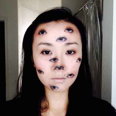 This girl put eyes all over her face for #halloween...