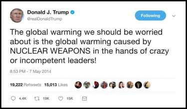 Donald Trump in 2014 predicted a 'crazy or incompetent leader' causing global warming because of nuclear war