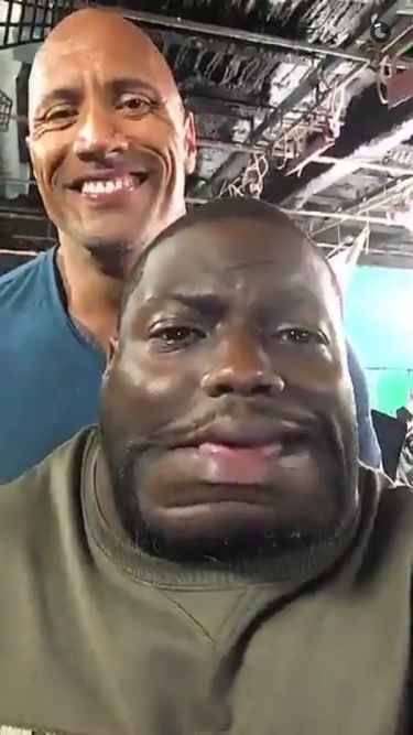 Dwayne "The Rock" Johnson snapchat with Kevin Hart