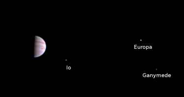 NASA Juno Spacecraft First Image of Jupiter and its Moons