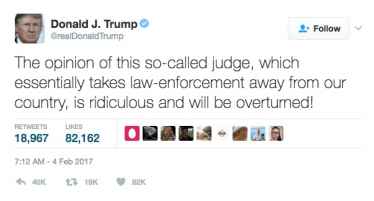 President Trump disrespected the 'so-called judge' who temporarily blocked his immigration order