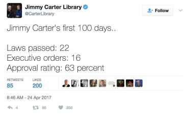 Jimmy Carter Library Twitter Mocks Trump's First 100 Days