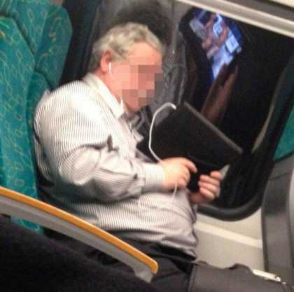 Old Man Tries To Watch Some P0rn On His Tablet While Commuting And Failed...