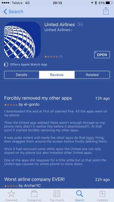 United Airlines App Funny Review 😂
