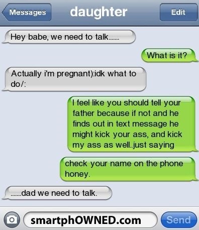 When you mistakenly texted your dad you're pregnant instead of your boyfriend #FunnyTextMessage