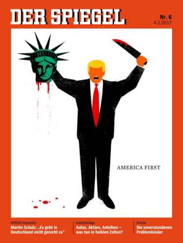 German magazine Der Spiegel cover illustration depicts Donald Trump beheading Statue of Liberty