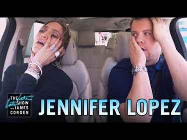 Jennifer Lopez sends a text to Leonardo DiCaprio while in Carpool Karaoke with James Corden