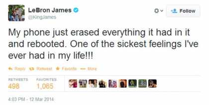 #LeBron James, #Samsung pitchman, tweeted "his phone crashed"... #fail