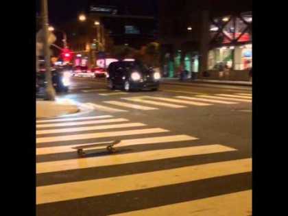 Drunk guy tries to skate home from the bar #LOL
