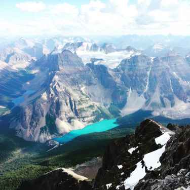 Moraine Lake, Alberta, Canada From the Summit of Mount Temple