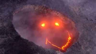 Hawaii volcano forms smiley face during eruption 😀