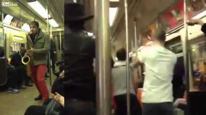 Two Total Strangers Have #Saxophone Battle On #NYC Subway Train