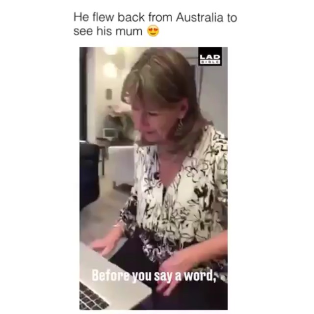 He flew back from Australia to see his mom on her birthday... this will make you cry 😭