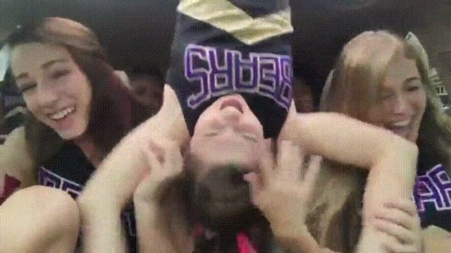#Cheerleaders dance routine inside the car fall... #ThisWillMakeYouLaugh